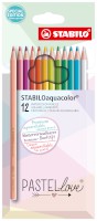 Aquarell-Buntstift STABILOaquacolor® Etui „Pastellove". 12 Stifte