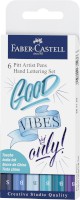 Tuschestift Pitt Artist Pen Lettering Blautöne, sortiert, 6er Etui
