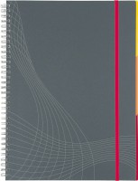 Notizbuch grau, Format: DIN A5, Lineatur: liniert, Notizbuch mit: 90 Blatt, spiralgebunden