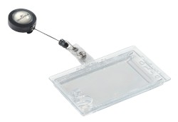 Ausweishalter Doppelbox mit Jojo, für 2 Betriebsausweise, transparent, 85 x 54 mm