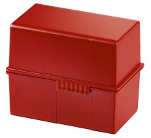 Karteibox DIN A7 quer, für 300 Karten mit Stahlscharnier, rot