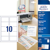 Visitenkarten mikroperforiert weiß, Blanko-Visitenkarten, unbeschichtet, 185 g/qm, je Blatt: 10 Karten