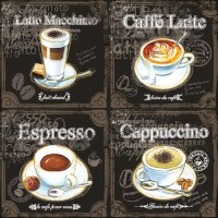 Serviette "Types of Coffee" 33 x 33 cm 20er Packung