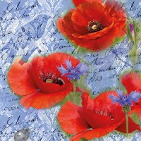 Serviette "Painted Poppies" blau 33 x 33 cm 20er Packung