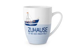 Tasse Porzellan Für Dich in Geschenkverpackung Maritim "Zuhause"