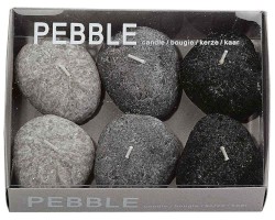 Kerze Steine Pebble 6er box mehrfarbig