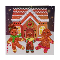 Crystal Art Karte "Gingerbread Family" 18x18 cm