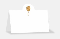 Tischkarte "Goldglimmer Luftballon" 11 x 4,5 cm 6er Beutel